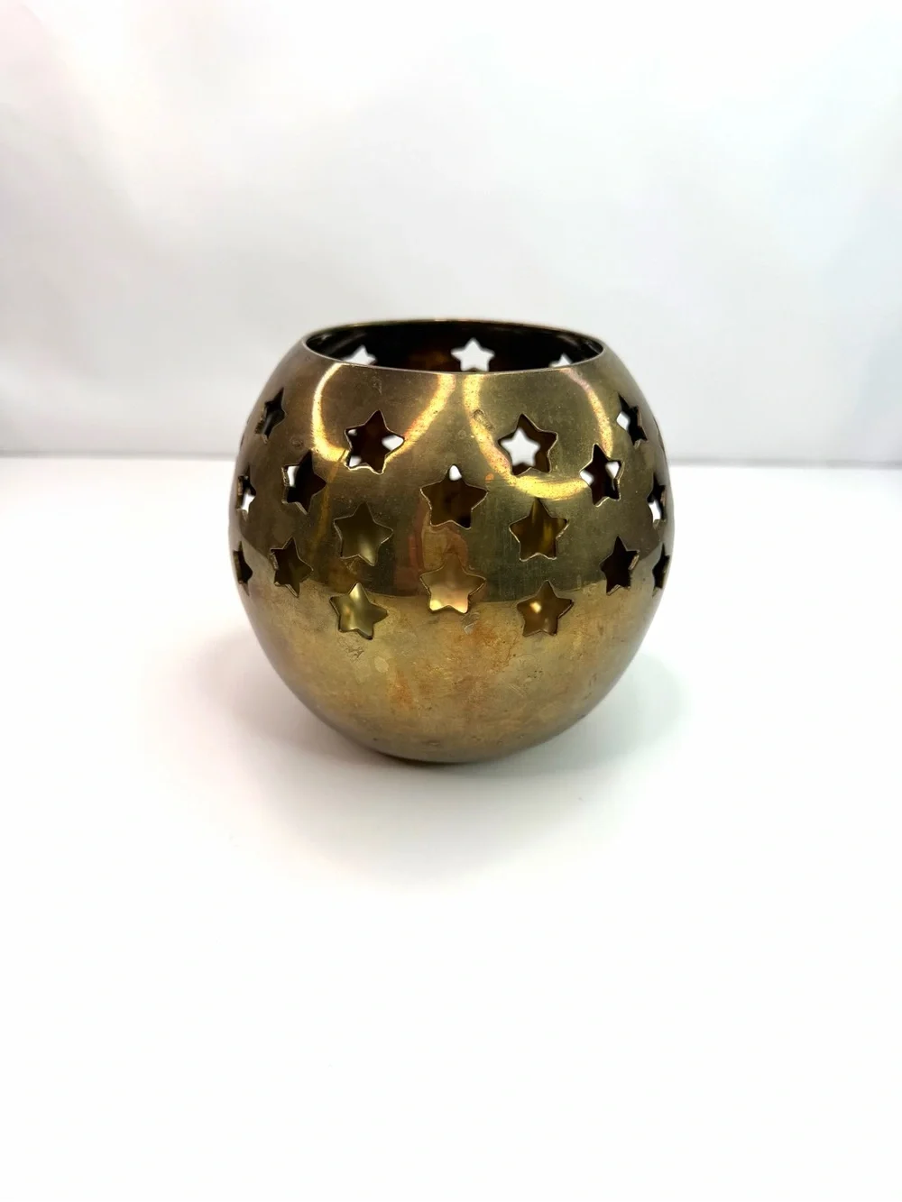 Vintage Brass Star Large Set of 2 Cutout Candle Holders